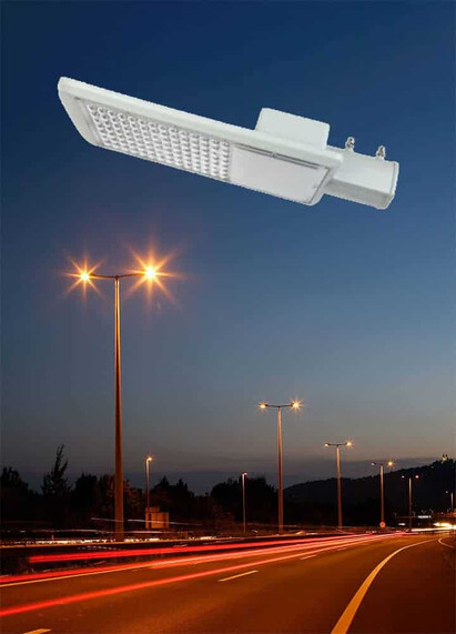 Corp de iluminat LED pentru stalp stradal, 6500K, crom, 50W, 6500lm, IP65