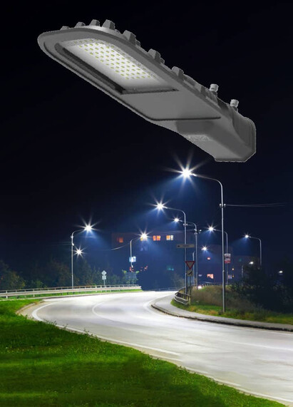 Corp de iluminat LED pentru stalp stradal, 3000K, negru, 30W, 3500lm, IP65