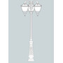 Stalp de iluminat ornamental pentru gradina echipat, 3.2ml, 3 brate jos, GX53, 3x(4x10)W, CCT set, IP55, Fumagalli, Tobia, Tabor Ofir