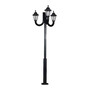 Stalp de iluminat ornamental pentru parcuri echipat, 4ml, 3x8.5W, LED, CCT set, negru, 3 brate, IP55, SV-002.N4.3J.RUT