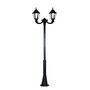 Stalp de iluminat ornamental pentru parcuri echipat, 3ml, 2x30W, LED, CCT set, negru, 2 brate, IP55, SV-008.N3.OFIR2L.NOEMI