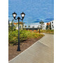 Stalp de iluminat ornamental pentru parcuri echipat, 3ml, 2x50W, LED, 6000K, negru, 2 brate, IP55, SV-008.N3.OFIR2L.TOBIA